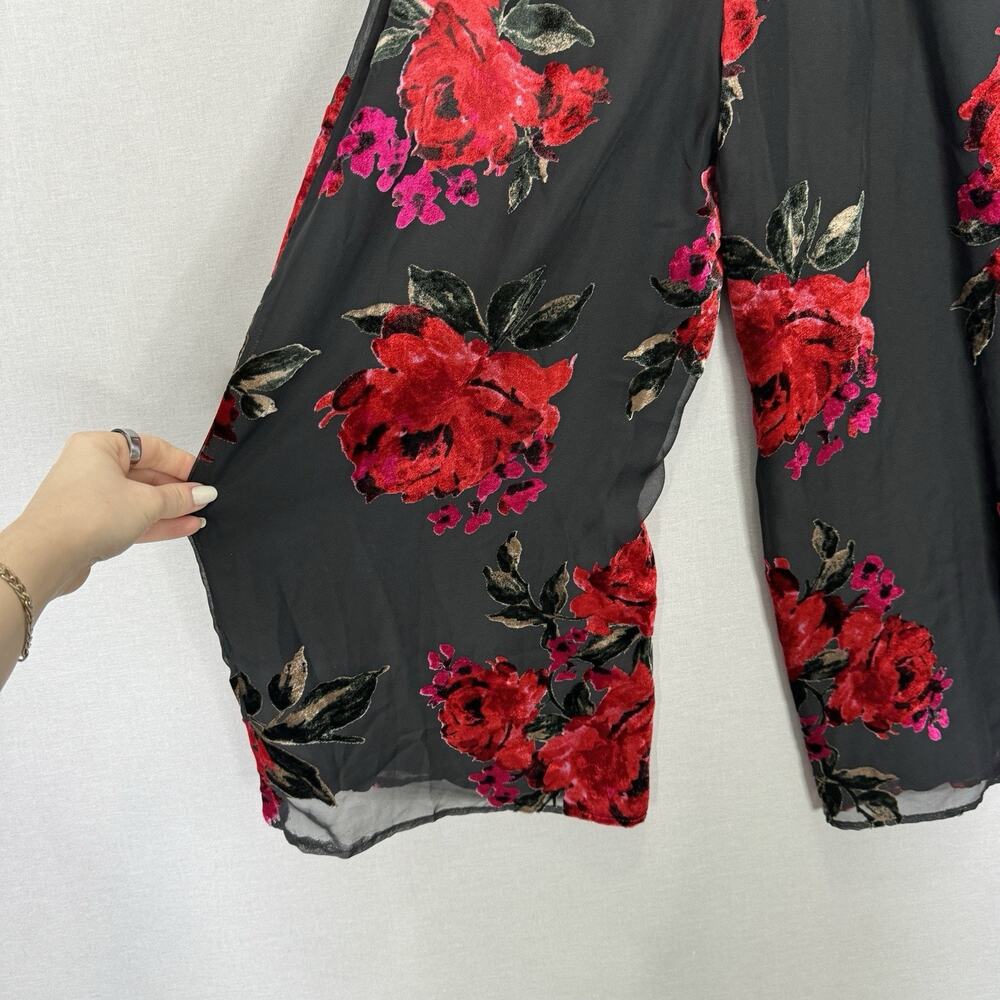 Ett:twa Anthropologie Floral Burnout Jumpsuit Womens Small Black Velvet Motif - Picture 7 of 15